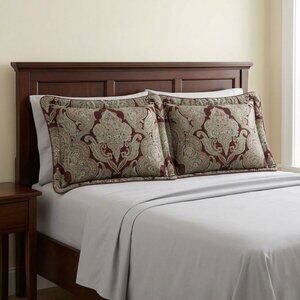 CROSCILL Home Imperial Pillow Shams Brown Brocade Damask Medallion Standard PAIR